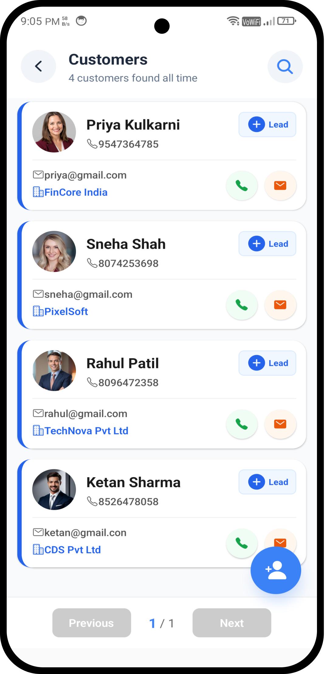 Leads App Screen